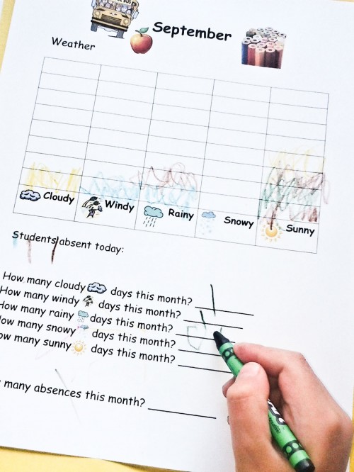 Preschool Journal - Weather and Attendance Filling Out Sheet