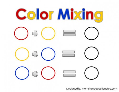 Free Printable! Toddler Color Games Mixing Sheet -- Moms Have Questions Too