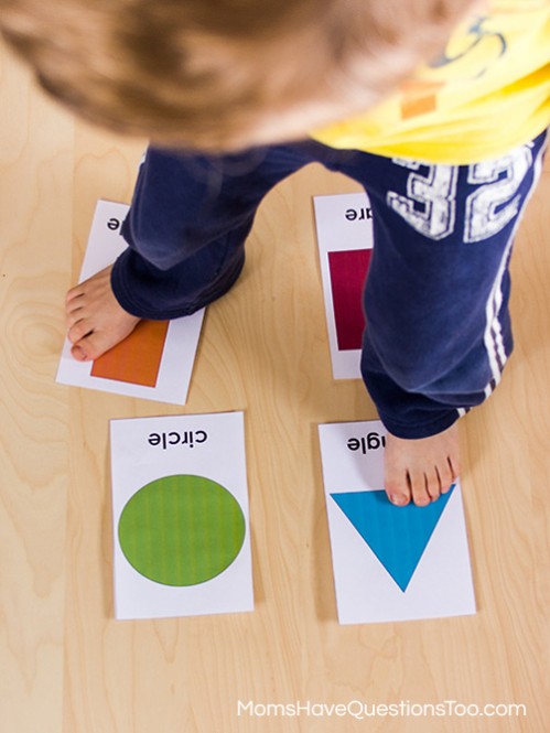 A fun game for toddlers or preschoolers that helps them learn shapes - Moms Have Questions Too