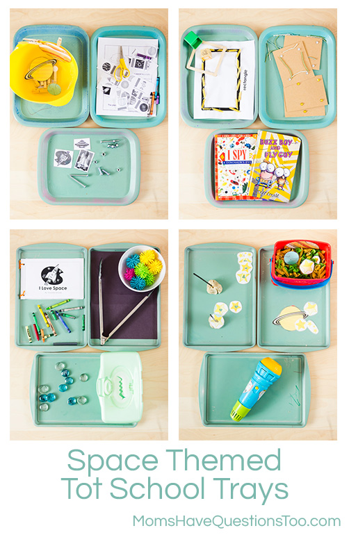 Space Themed Tot School Trays - Moms Have Questions Too
