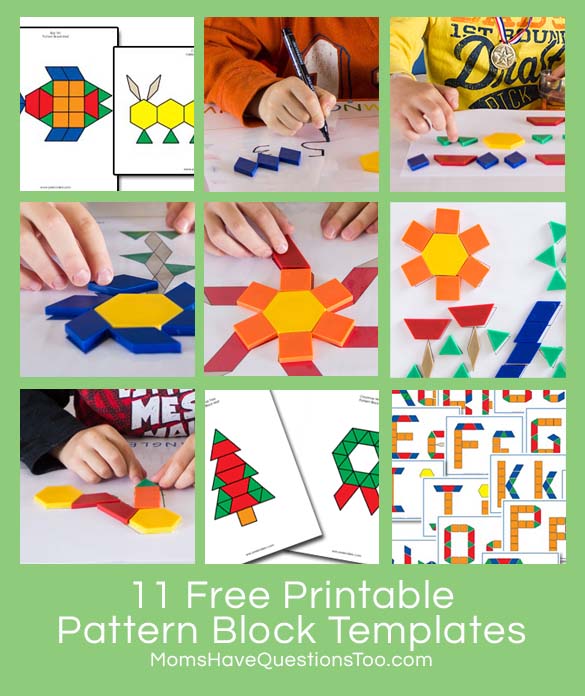 Spring Scene Pattern Block Template And More Pattern Block Templates Moms Have Questions Too