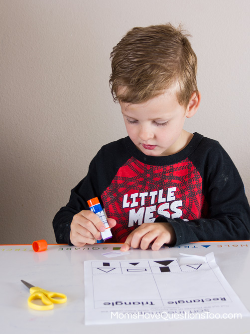 Shape Sorting Cut and Paste Activity Moms Have Questions Too