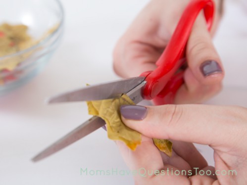 Fall Leaves on Tree Fine Motor Activity - Cut a slit in the leaves - Moms Have Questions Too