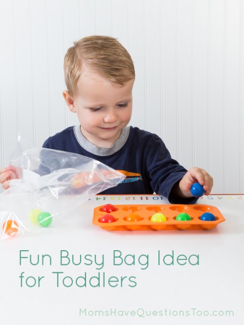 Match Colored Balls in an Ice Cube Tray Busy Bag Idea - Moms Have Questions Too