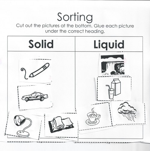 Sorting Solids and Liquids Worksheet - Moms Have Questions Too