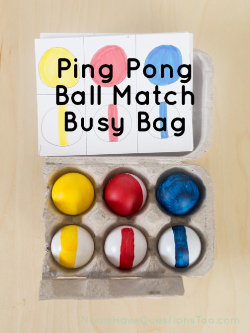 Simple and Fun Busy Bag Idea using Ping Pong Balls - Moms Have Questions Too