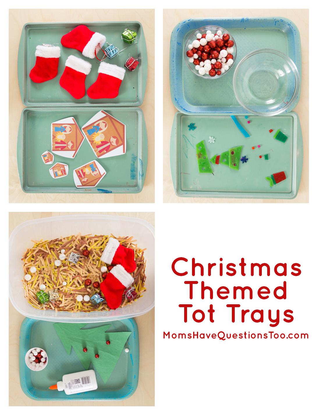 Christmas Tot School Trays - Moms Have Questions Too