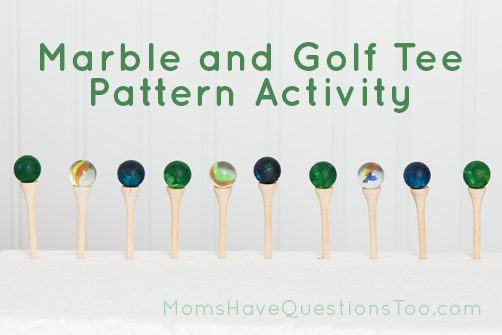 Colored Marbles on Golf Tees to Practice Patterns - Moms Have Questions Too