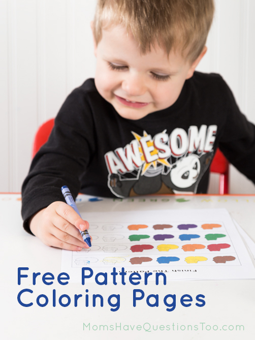 Free coloring pages to help your toddler or preschooler practice patterns - Moms Have Questions Too