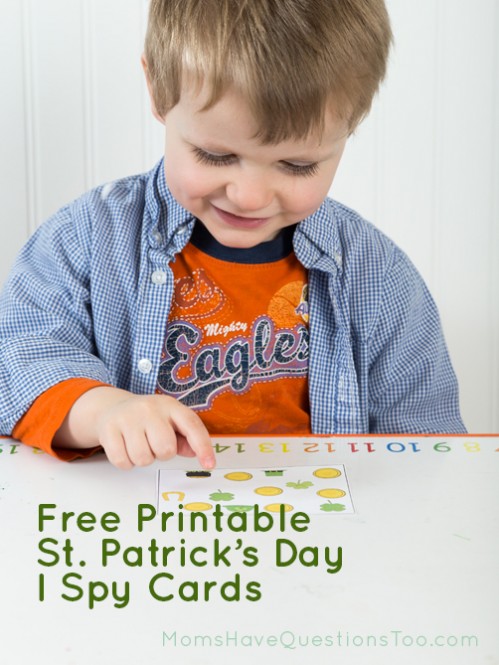 Free printable I Spy Cards for St Patrick's Day! Moms Have Questions Too