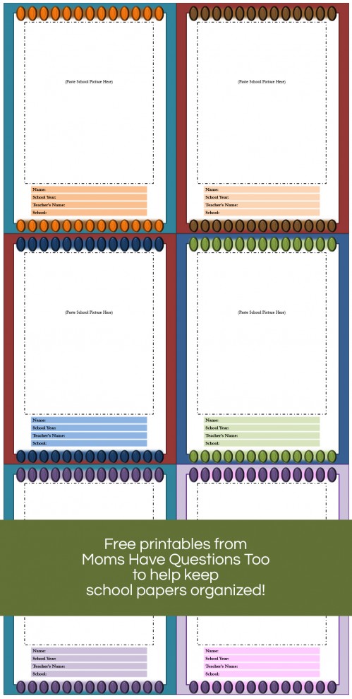 Download these free printables to help organize all your child's paperwork from school - Moms Have Questions Too