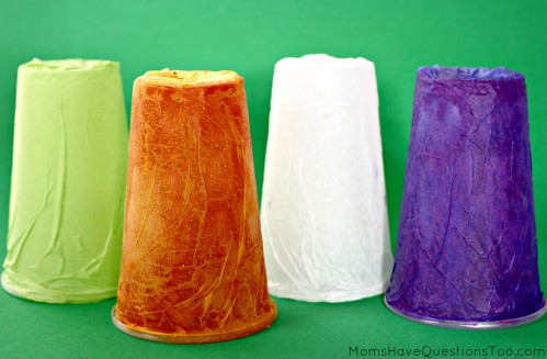 These cute tissue paper cups make a great Halloween craft, plus they double as decoration!