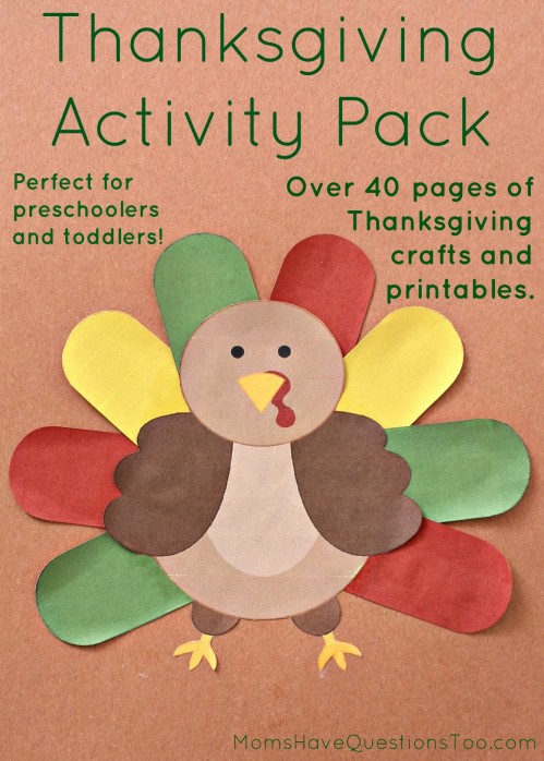 Thanksgiving Activity Pack with over 40 pages of crafts and printables for toddlers and preschoolers!