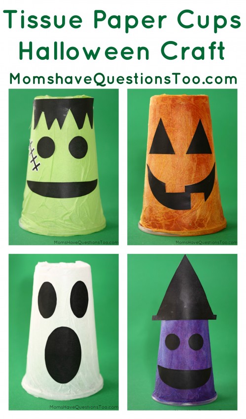 These cute tissue paper cups make a great Halloween craft, plus they double as decoration!
